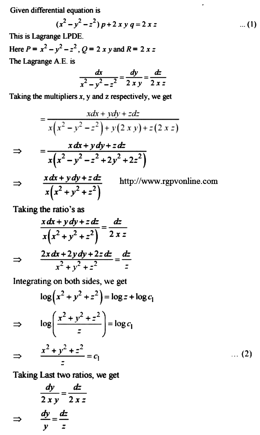 Solve The Following Differential Equation X 2 Y 2 Z 2 Mathematics 2 Question Answer Collection