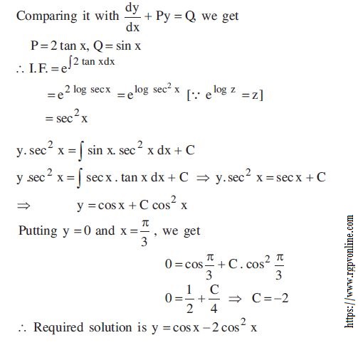 Solve The Differential Equation Dy Dx 2y Tan X Sinx Mathematics 2 Question Answer Collection