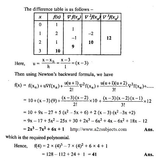 Find The Cubic Polynomial Which Takes The Following Values X 0 1 2 3 F X 1 2 1 10 M3 Notes Question Answer Collection